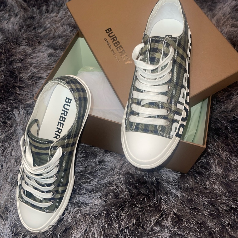 Burberry Logo Print Check Cotton Sneakers – Online Exclusive